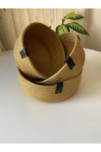Nev Design Çok Amaçlı 3'lü Sepet, Düzenleyici, Polyester, Gold