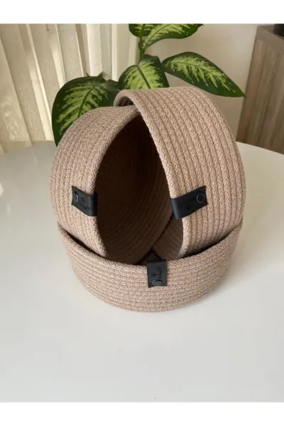 Nev Design Çok Amaçlı 3'lü Sepet, Düzenleyici, Pamuklu, Bej