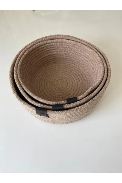 Nev Design Çok Amaçlı 3'lü Sepet, Düzenleyici, Pamuklu, Bej