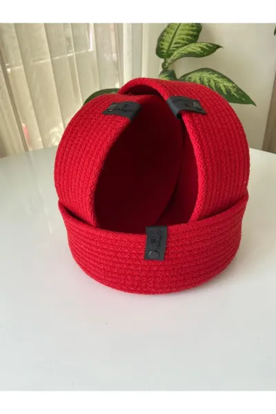 Nev Design Çok Amaçlı 3'lü Sepet, Düzenleyici, Pamuklu, Kırmızı