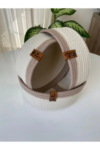 Nev Design Çok Amaçlı 3'lü Sepet, Düzenleyici, Pamuklu, Krem-Bej