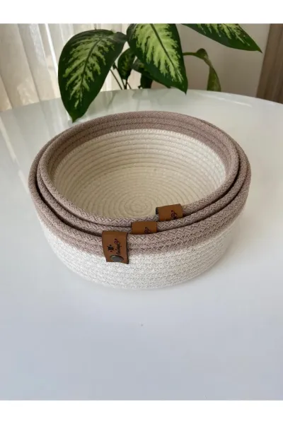 Nev Design Çok Amaçlı 3'lü Sepet, Düzenleyici, Pamuklu, Krem-Bej
