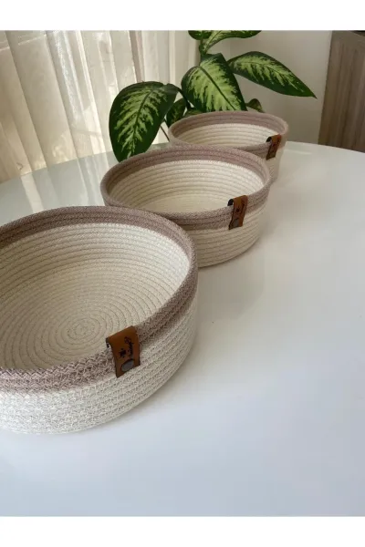 Nev Design Çok Amaçlı 3'lü Sepet, Düzenleyici, Pamuklu, Krem-Bej