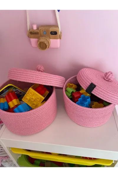 Nev Design Çok Amaçlı 2'li Sepet, Düzenleyici, Kapaklı, Pempe