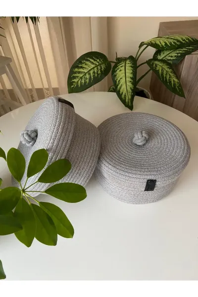 Nev Design Çok Amaçlı 2'li Sepet, Düzenleyici, Kapaklı, Gri