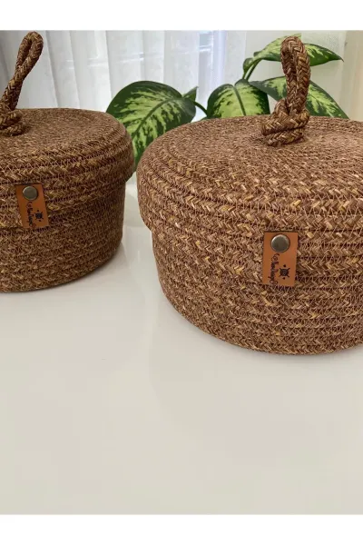 Nev Design Çok Amaçlı 2'li Sepet, Düzenleyici, Kapaklı, Kahverengi