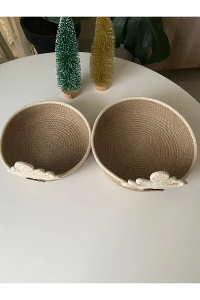Nev Design Yılbaşı Konsept, Dekoratif Sepet, Düzenleyici, Jüt Krem Çam