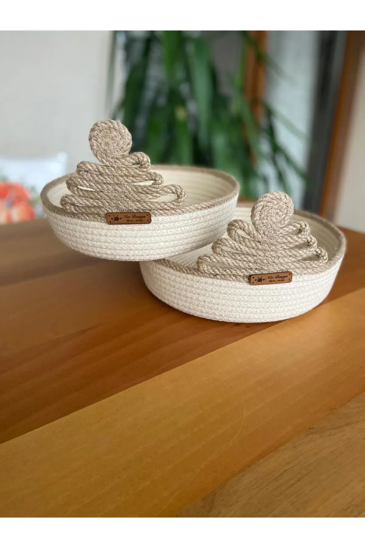 Nev Design Yılbaşı Konsept, Dekoratif Sepet, Düzenleyici, Krem Jüt Çam