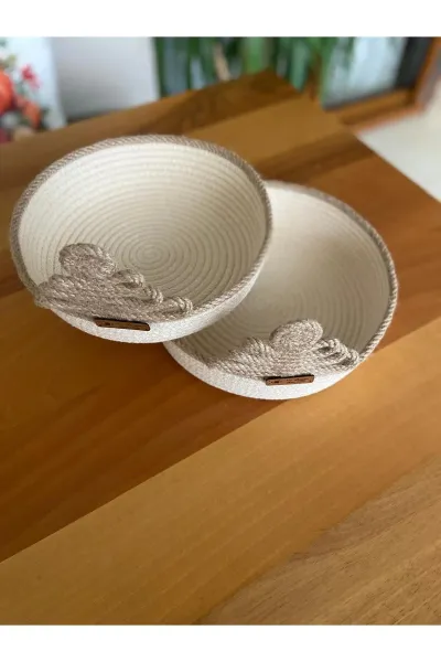 Nev Design Yılbaşı Konsept, Dekoratif Sepet, Düzenleyici, Krem Jüt Çam