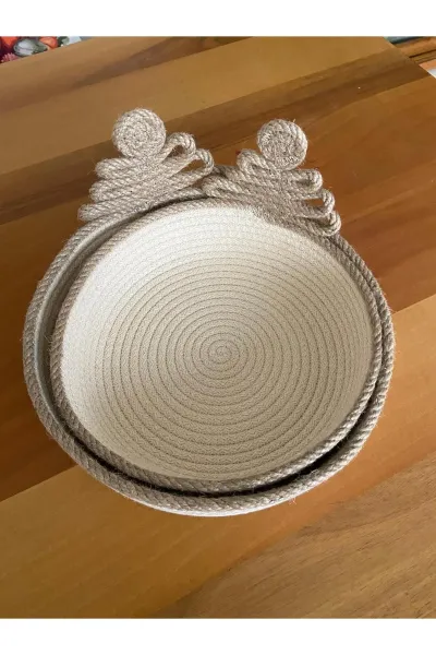 Nev Design Yılbaşı Konsept, Dekoratif Sepet, Düzenleyici, Krem Jüt Çam