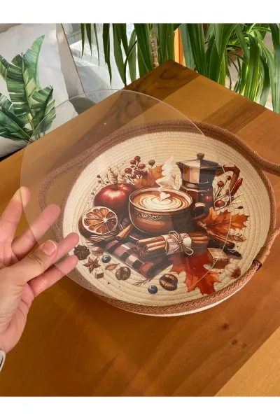 Nev Design Kahve Sunum Tepsisi, Dekoratif, DFT baskı Açık Kahve-Krem DFT 1