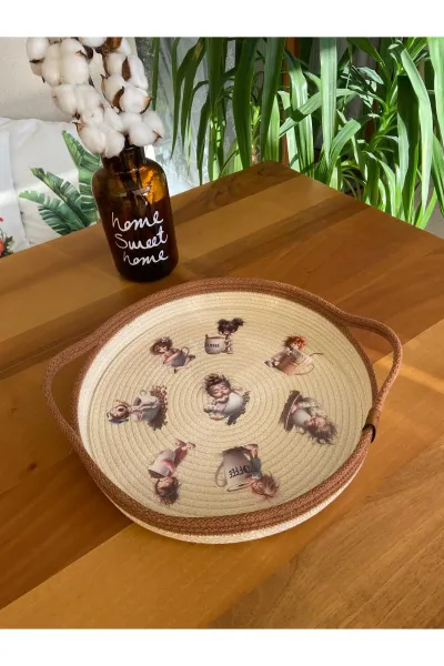 Nev Design Kahve Sunum Tepsisi, Dekoratif, DFT baskı Açık Kahve-Krem DFT 2