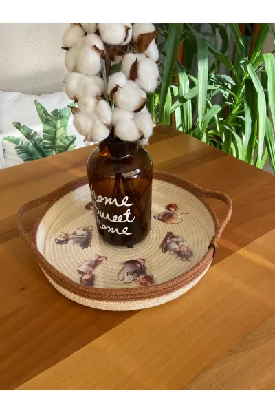 Nev Design Kahve Sunum Tepsisi, Dekoratif, DFT baskı Açık Kahve-Krem DFT 2