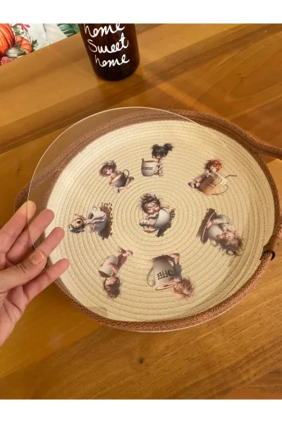 Nev Design Kahve Sunum Tepsisi, Dekoratif, DFT baskı Açık Kahve-Krem DFT 2
