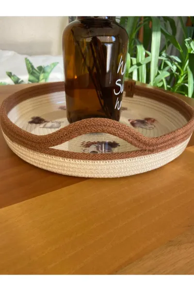 Nev Design Kahve Sunum Tepsisi, Dekoratif, DFT baskı Açık Kahve-Krem DFT 2