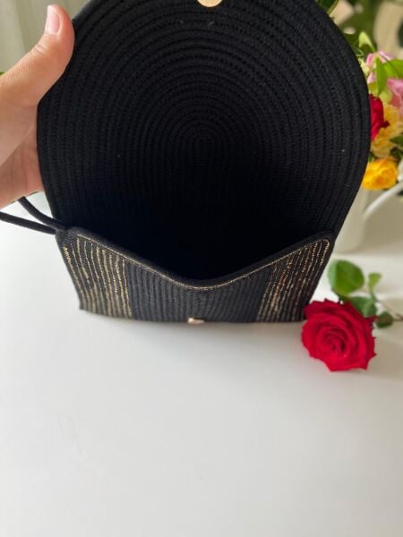Nev Design Zarf Clutch, Portföy Çanta, Siyah Gold
