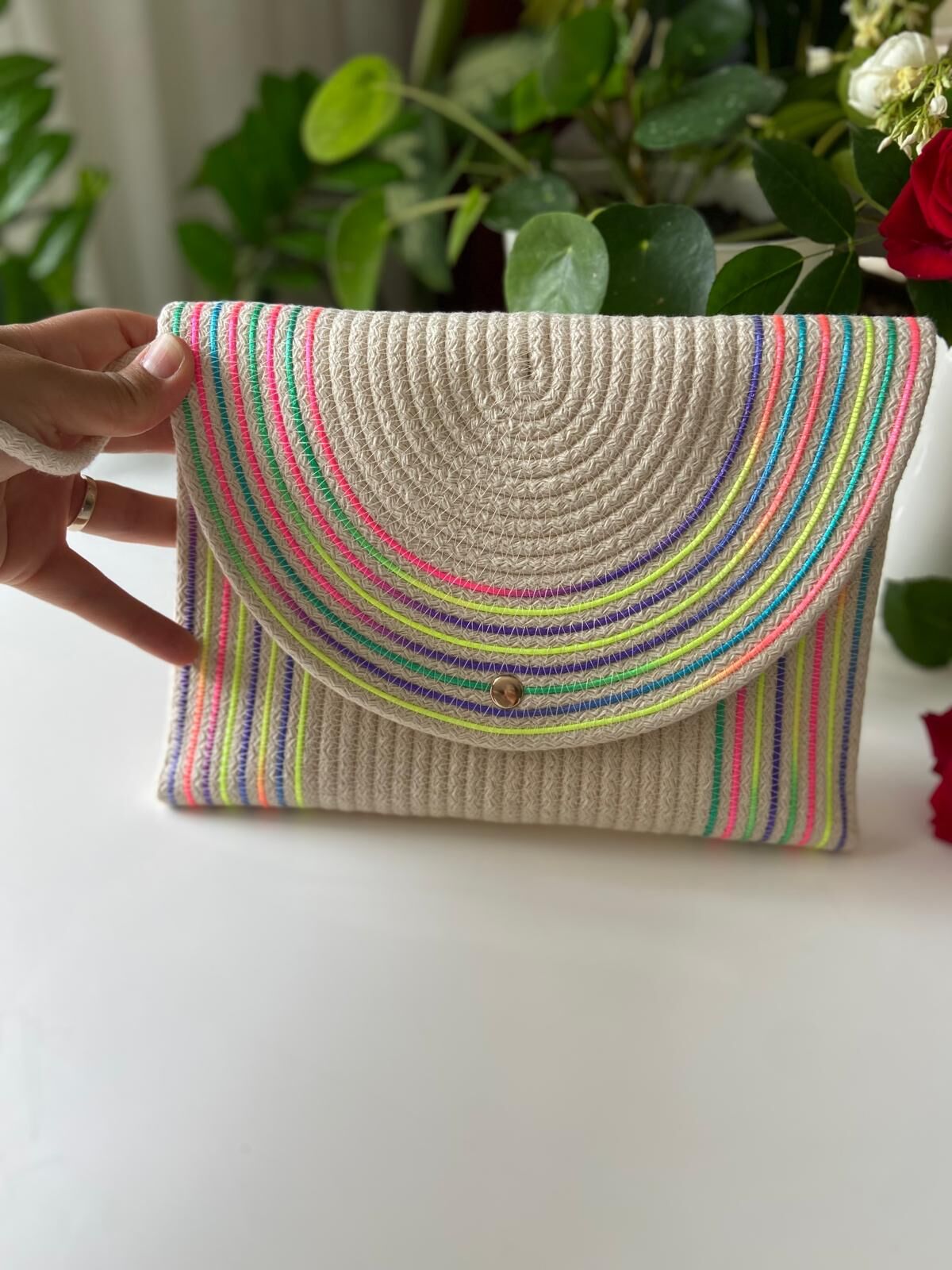 Nev Design Zarf Clutch, Portföy Çanta, Krem Renkli