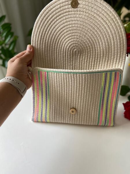 Nev Design Zarf Clutch, Portföy Çanta, Krem Renkli
