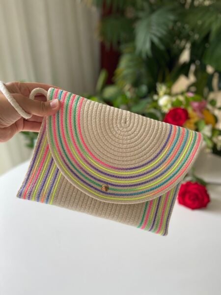 Nev Design Zarf Clutch, Portföy Çanta, Krem Renkli