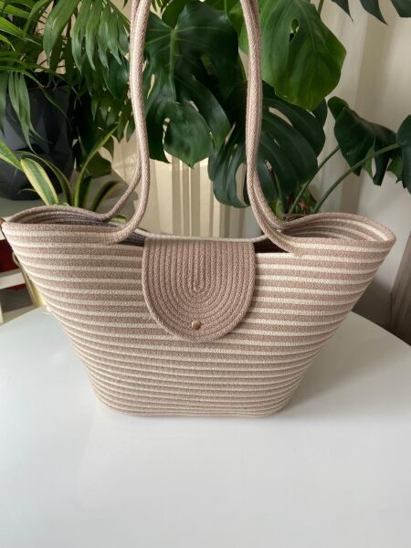 Nev Design Kapaklı Plaj Çantası, Bej Krem