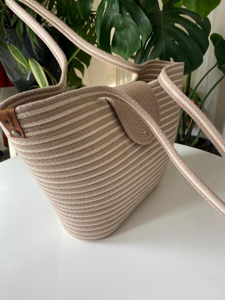 Nev Design Kapaklı Plaj Çantası, Bej Krem