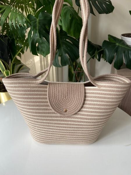 Nev Design Kapaklı Plaj Çantası, Bej Krem